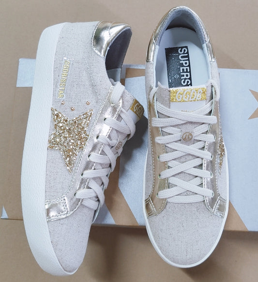 Stars Sneakers - Gold Glitter