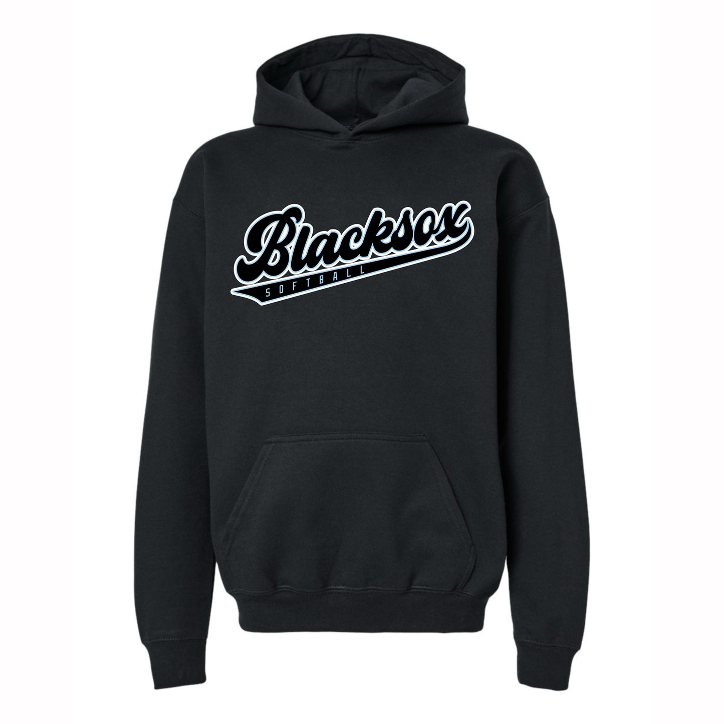 Blacksox Softball Script Youth Hoodie - multiple colors
