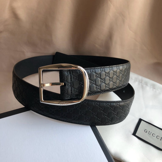Double Gee Leather Belt - Silver Buckle