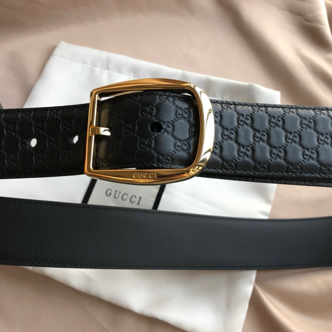 Double Gee Leather Belt - Gold Buckle