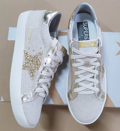 Stars Sneakers - Gold Glitter