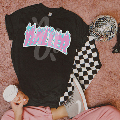 BALLER Flame Tee Adult (Cotton Candy)