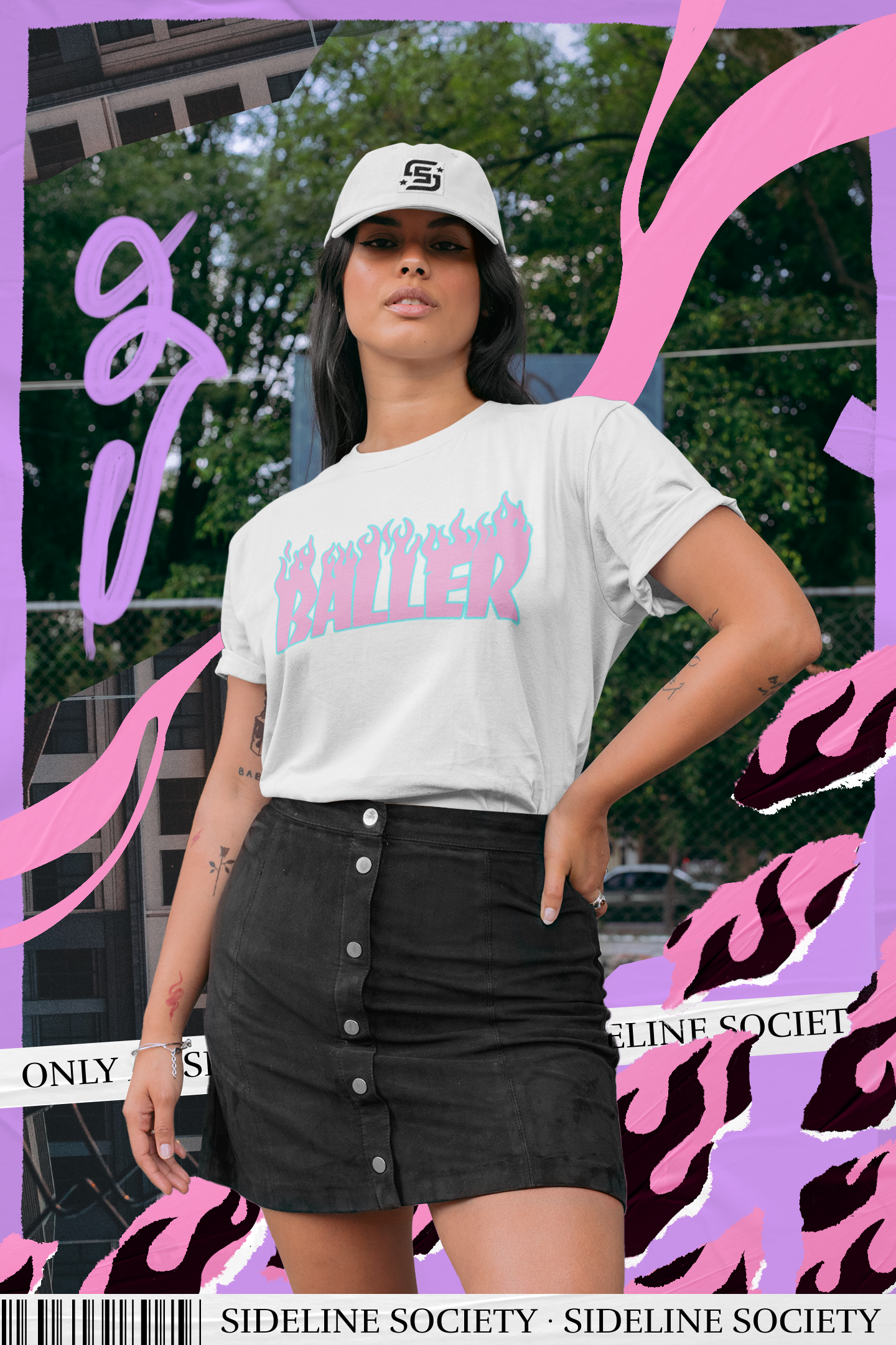 BALLER Flame Tee Adult (Cotton Candy)