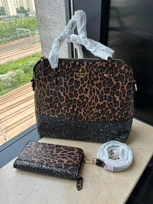 Glitter Bottom Bag - Leopard