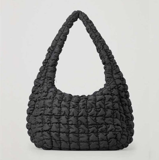 Quilted Puffer Bag - Black