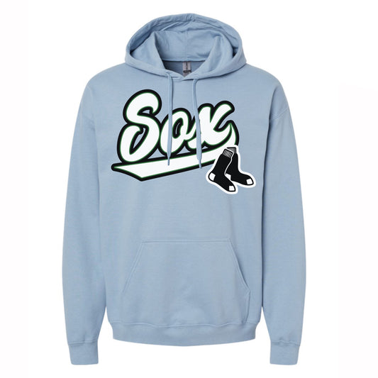 Sox Script Adult Hoodie (Stone Blue)