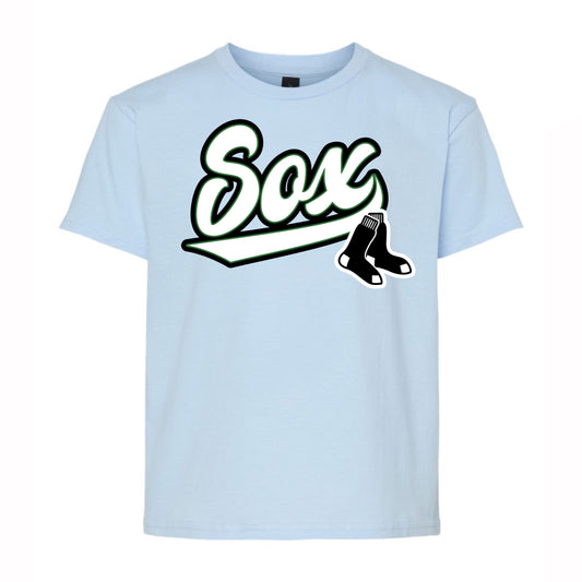 Sox Script Youth Tee (Light Blue)