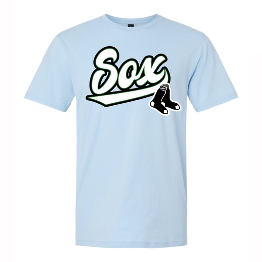 Sox Script Adult Tee (Light Blue)