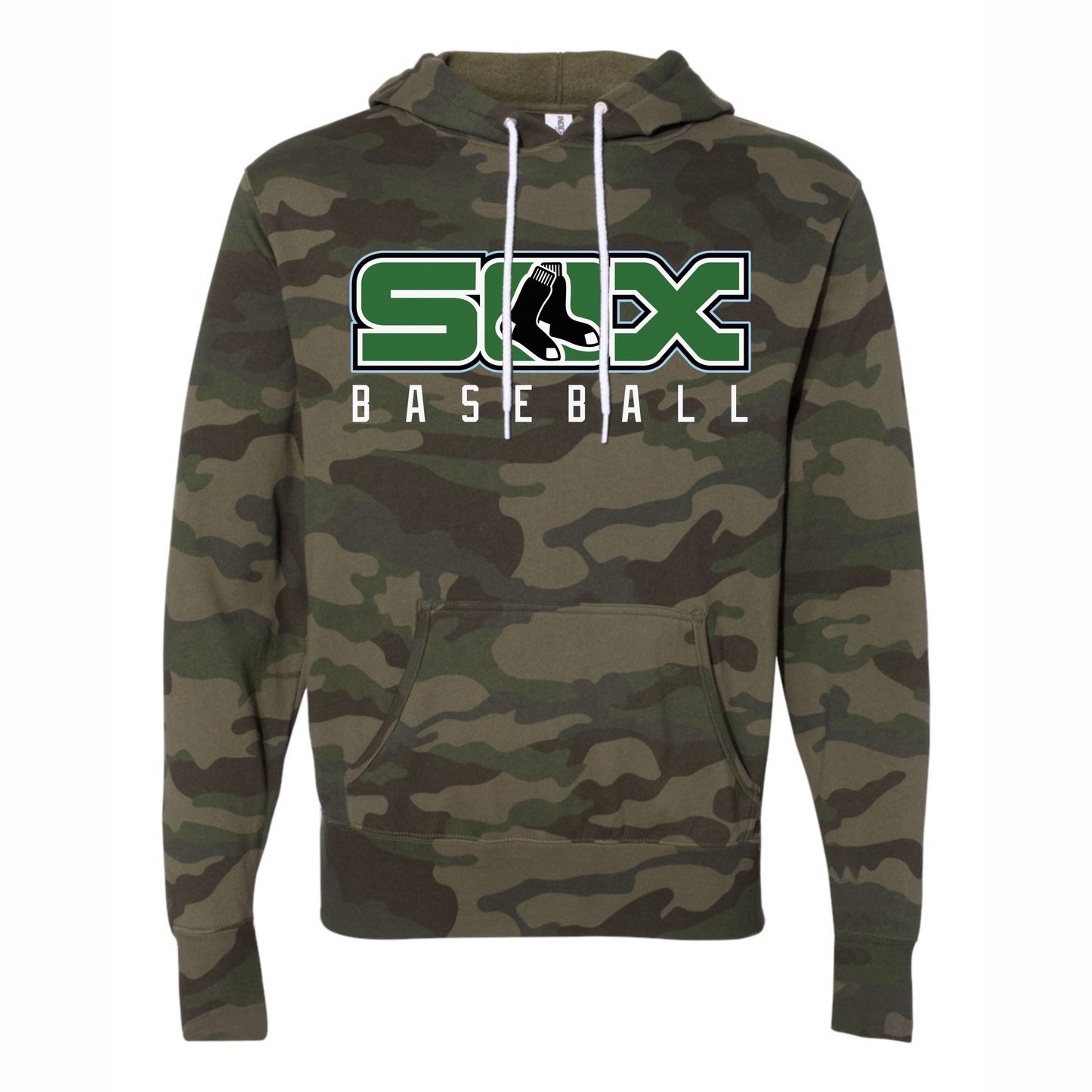 SOX Baseball Logo Forest Camo Adult Hoodie