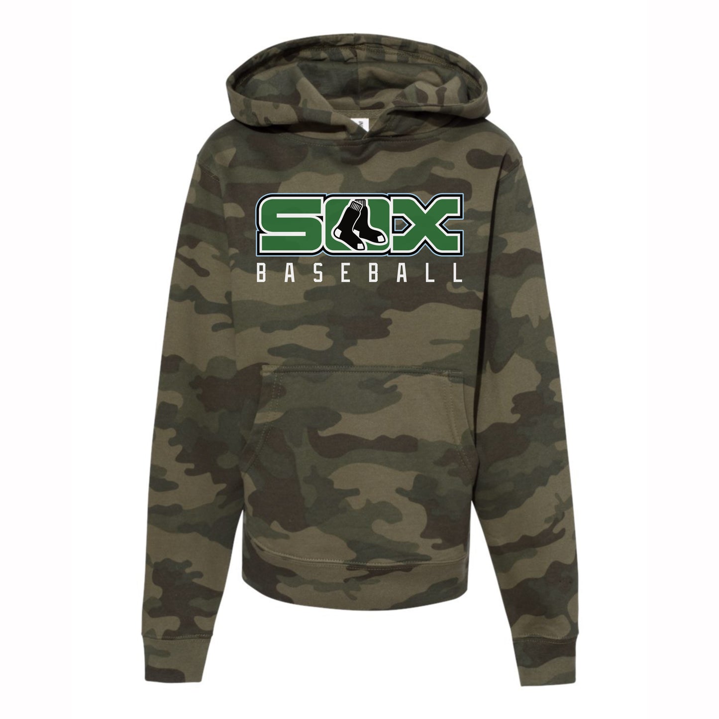 SOX Baseball Logo Forest Camo Youth Hoodie