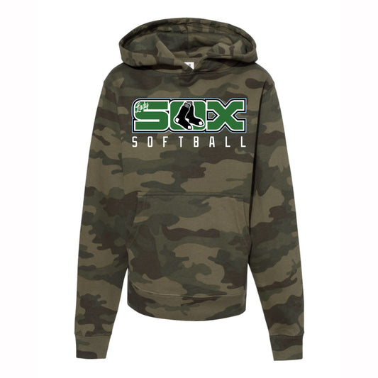 Lady SOX Softball Logo Forest Camo Youth Hoodie